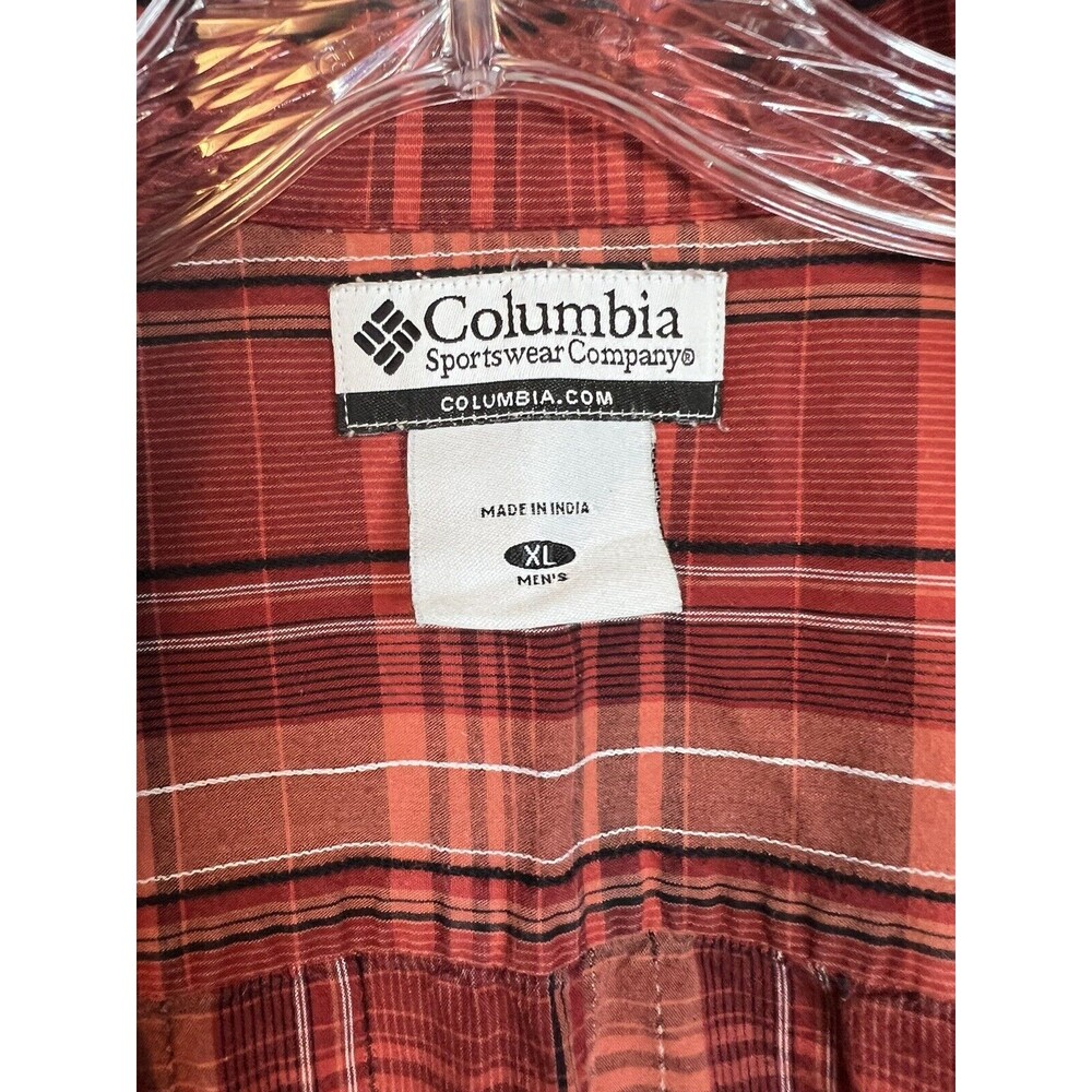 Columbia Sportswear Mens Shirt XL Button Up Red Plaid Short Sleeve - Picture 3 of 6